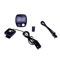 Велокомпютер провідний з підсвічуванням (mod:JY 128) (чорний із зеленим) FM