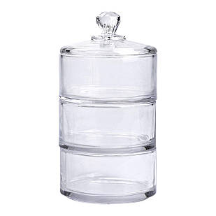 Цукерниця триярусна скляна Ø 10 см з кришкою HP-YH-22