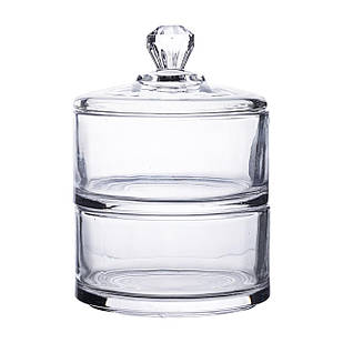 Цукерниця двоярусна скляна см з кришкою кругла кругла HP-YH-23