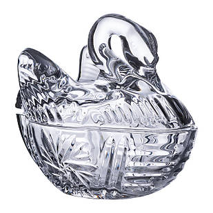 Цукерниця скляна з фігурною кришкою 14х9х11 см ваза цукерниця HP-YH-40