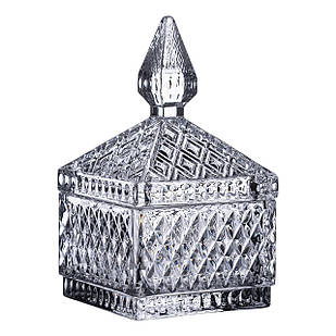 Цукерниця скляна з кришкою 8.5х8.5х15 см квадратна HP-YH-41