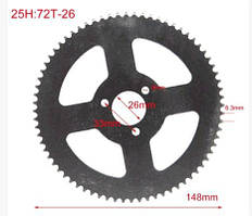 Зірка трансмісії (задня) E-ATV 72T (3 отв) VV