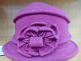 Жіноча капелюх з м'якої валяної вовни, TM Rabionek, капелюшок з квіткою, розмір 55-56, колір темно-рожевий(478), фото 9