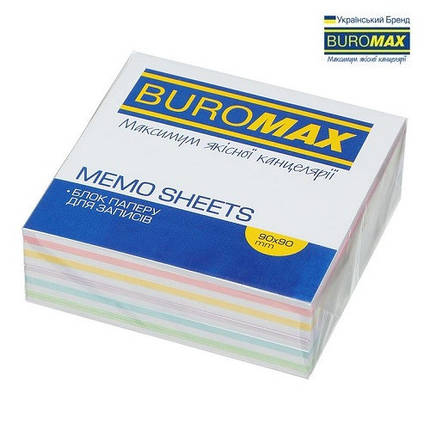 Блок паперу BUROMAX 2260 д/нотаток ЛЮКС Зебра PASTEL склеєний 90х90х30мм, фото 1
