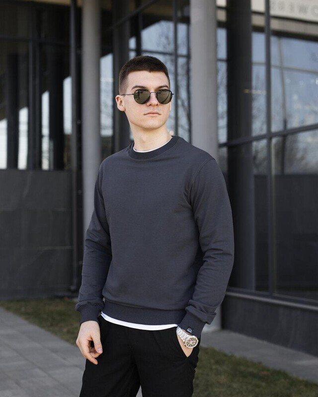 Базовий унісекс світшот Pobedov 001 темно-сірого кольору, фото 1