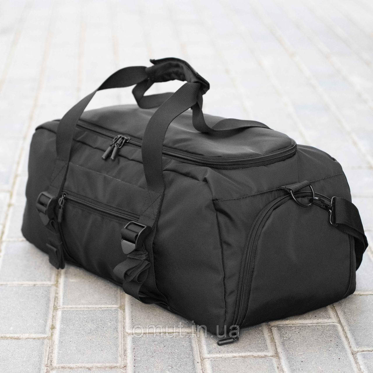 Спортивна чоловіча сумка з відділом для взуття Team Black на 27 літрів для тренувань та фітнесу, фото 1