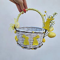 Дитячий пасхальний кошик з жовтими зайчиками для дівчинки та хлопчика