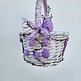 Пурпурний Дитячий пасхальний кошик з зайчиком для дівчаток та хлопчиків, фото 3