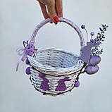 Пурпурний Дитячий пасхальний кошик з зайчиком для дівчаток та хлопчиків, фото 2