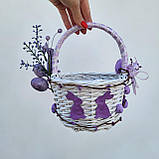 Пурпурний Дитячий пасхальний кошик з зайчиком для дівчаток та хлопчиків, фото 4