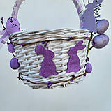 Пурпурний Дитячий пасхальний кошик з зайчиком для дівчаток та хлопчиків, фото 8
