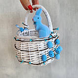 Білий дитячий пасхальний кошик з блакитним зайчиком для хлопчика, фото 2