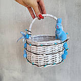 Білий дитячий пасхальний кошик з блакитним зайчиком для хлопчика, фото 4