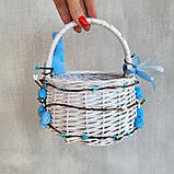 Білий дитячий пасхальний кошик з блакитним зайчиком для хлопчика, фото 5