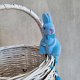 Білий дитячий пасхальний кошик з блакитним зайчиком для хлопчика, фото 6