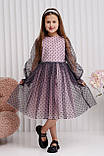 Сукня ошатна для дівчинки Стелла Рожево-чорна 116-128 р. Пишна сукня для дівчинки Сукня з фатину, фото 2