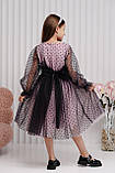 Сукня ошатна для дівчинки Стелла Рожево-чорна 116-128 р. Пишна сукня для дівчинки Сукня з фатину, фото 3