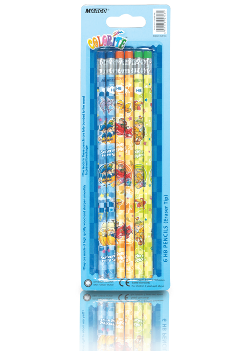 Олівці прості 6 шт "MARCO" Colorite з гумкою 1000EB-6BL KNZ