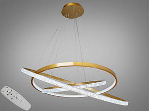 Світлодіодна люстра підвіс з пультом, димером, 165Вт, золотиста