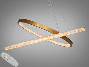 Світлодіодна люстра підвіс з пультом, 100 Вт, золотого кольору