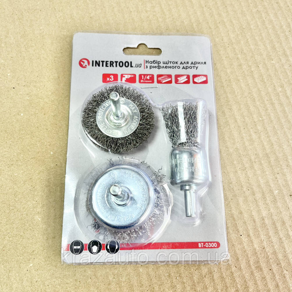 Набір щіток дротяних для дриля 3 од., 1/4" INTERTOOL BT-0300
