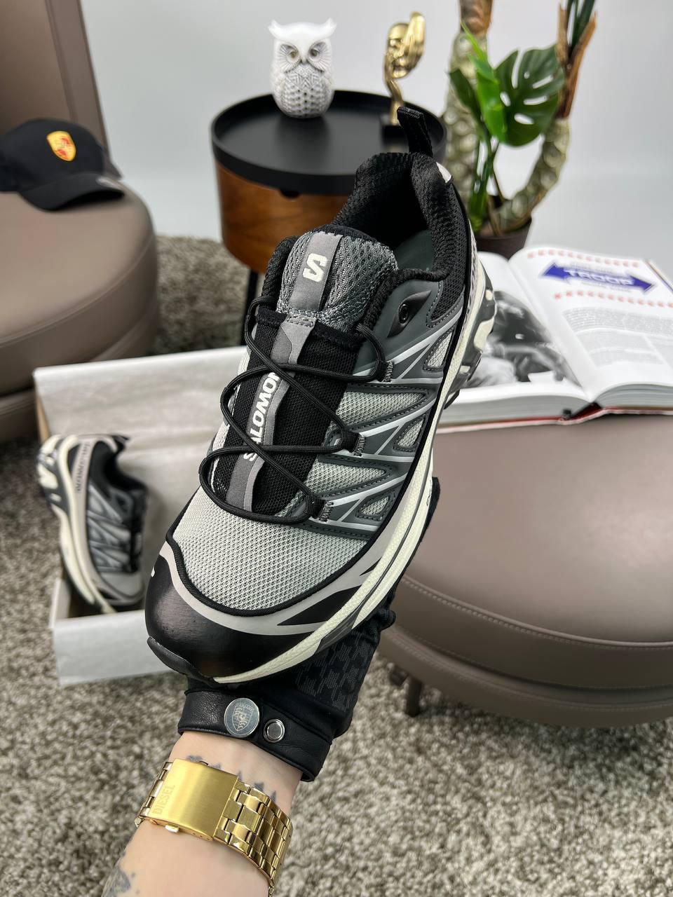 Чоловічі шкіряні текстиль кросівки Salomon XT-6 EXPANSE Grey White, кеди шкіра текстиль сірі. Чоловіче взуття, фото 1