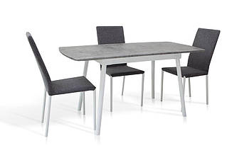 Стіл Соло 110(+35)*70 білий метал/мрамор світл