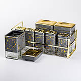 Набір для приправ та спецій на підставці 8 штук з кришками Сірий, фото 4