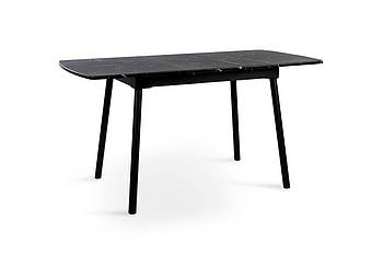 Стіл Соло 110(+35)*70 чорний метал/мрамор чорн