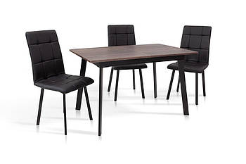 Стіл Етна 120(+40)*75 чорний метал/дуб ТК (горіх)