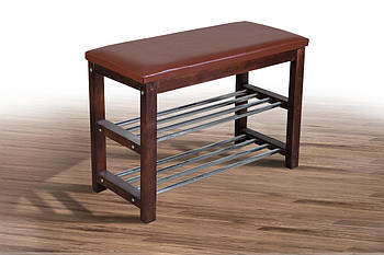 Лавка для взуття №1,тем.горіх кож.зам, коричневий