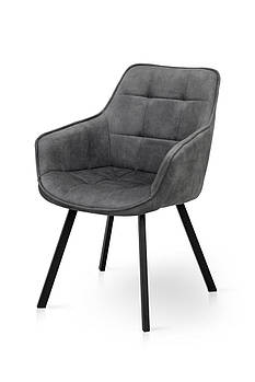 Крісло Тандем, чорний/ велюр темно-сірий