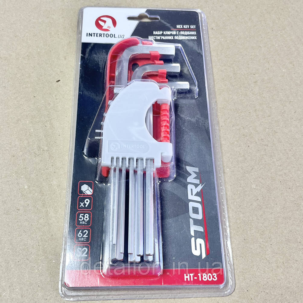 Набір Г-подібних шестигранних ключів 9 шт., 1,5-10 мм, S2, PROF INTERTOOL HT-1803, фото 1