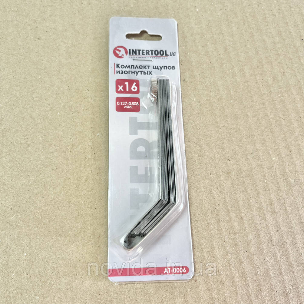 Комплект щупів зігнутих 0,127-0,508мм, 16шт INTERTOOL AT-0006