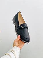 Шкіряні жіночі туфлі чорного кольору