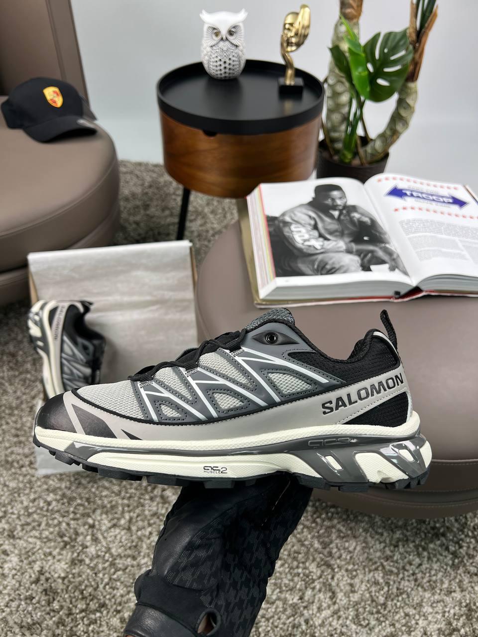 Чоловічі шкіряні текстиль кросівки Salomon XT-6 EXPANSE Grey White, кеди шкіра текстиль сірі. Чоловіче взуття
