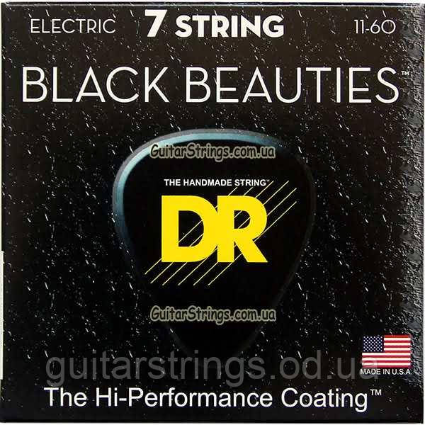 Струны DR BKE7-11 Black Beauties K3 Coated 7-String Extra Heavy 11-60
