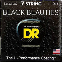 Струны DR BKE7-11 Black Beauties K3 Coated 7-String Extra Heavy 11-60