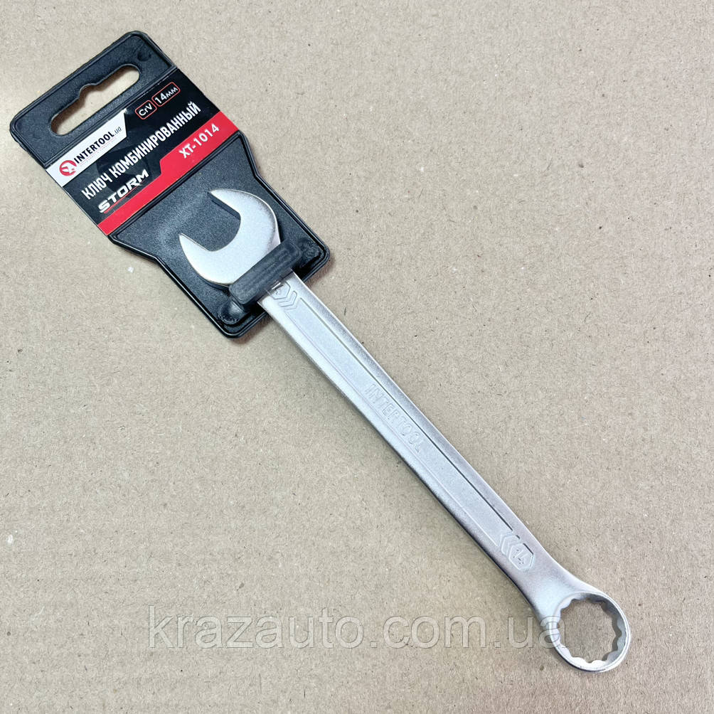 Ключ комбінований 14 мм Cr-V, покриття сатин-хром; PROF DIN3113 INTERTOOL XT-1014, фото 1