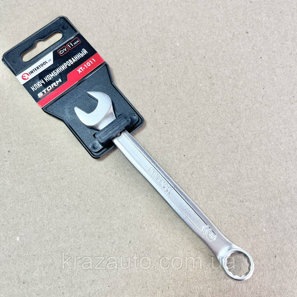 Ключ комбінований 11 мм Cr-V, покриття сатин-хром; PROF DIN3113 INTERTOOL XT-1011, фото 1