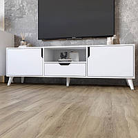 Тумба під телевізор М-ЗОН Борн 1600 Німфея Альба (білий) (160х40х50,4)