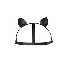Маска кішечки Bijoux Indiscrets MAZE — Cat Ears Headpiece Black, екошкіра