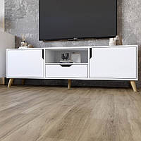 Тумба під телевізор М-ЗОН Борн 1600 Німфея Альба (білий) (160х40х50,4)