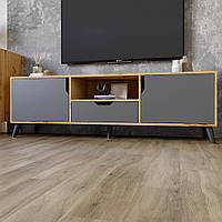 Тумба під телевізор М-ЗОН Борн 1600 Дуб Артізан/Антрацит (160х40х50,4)