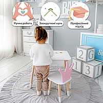 Дитячий столик з ящиком 46х60х45 і стільчик корона 26.5х26х25, стіл та стілець для дівчинки, білий з рожевим, фото 2