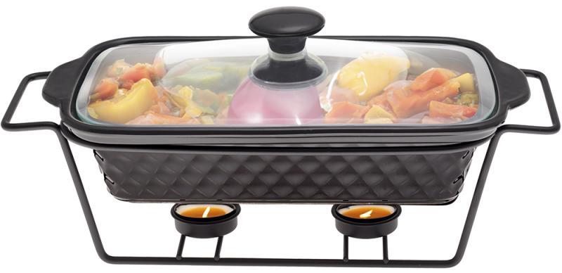 Марміт Kamille Golden Heat керамічна форма 1.1 л 30.5х17.5х10.5 см із підставкою і підігрівом