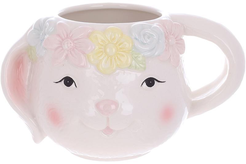 Кухоль керамічний "Зайка з квітами" 550 мл, фото 1