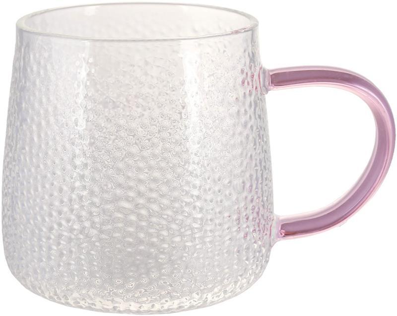 Кухоль (чашка) скляний "Monaco-Ice" 350 мл, з фіолетовою ручкою, фото 1