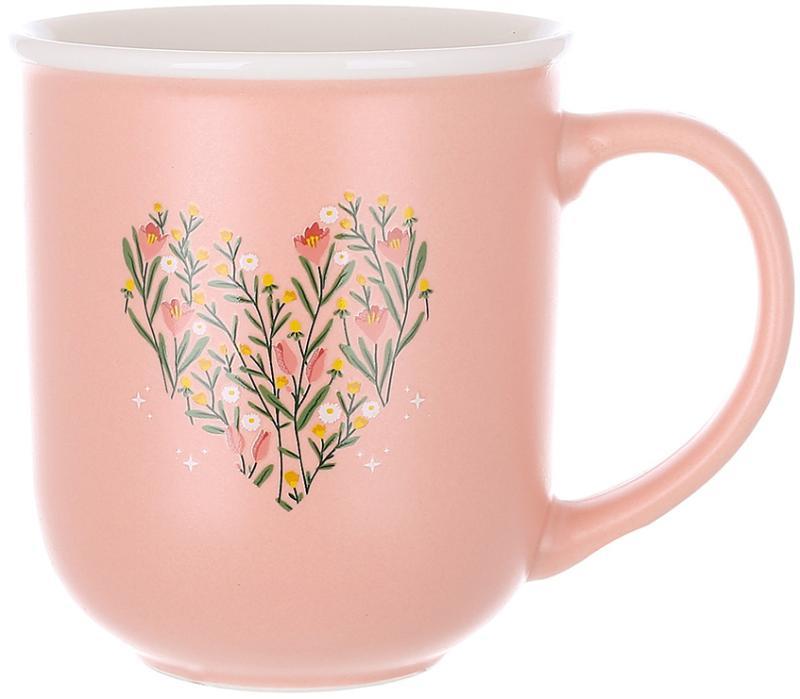Кухоль порцеляновий "Heart" 400 мл, рожевий, фото 1
