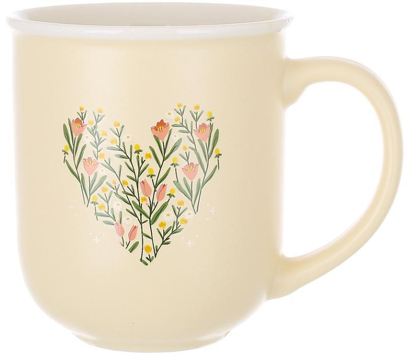 Кухоль порцеляновий "Heart" 400 мл, кремовий, фото 1
